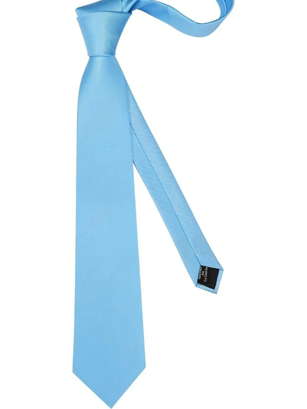 Mens Light Blue Solid Twill Textured Woven Silk Formal Necktie For Wedding Dress